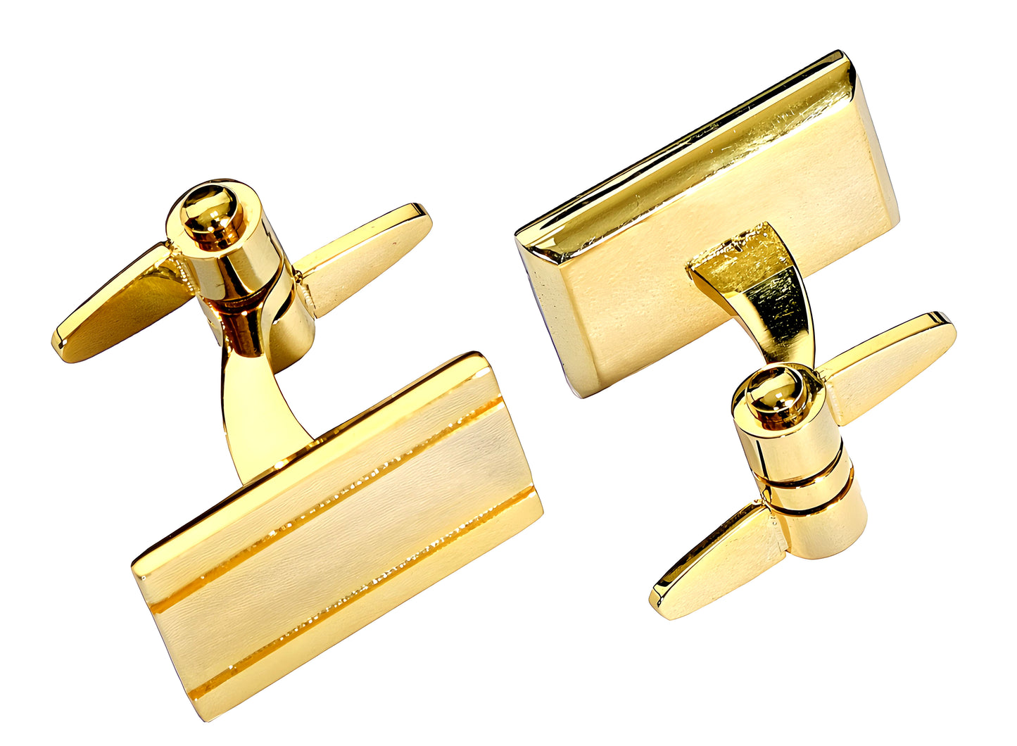 Torqtier Double Swivel Arms Cufflinks for Men 18k Gold Plated for Classic Business Formal Wear