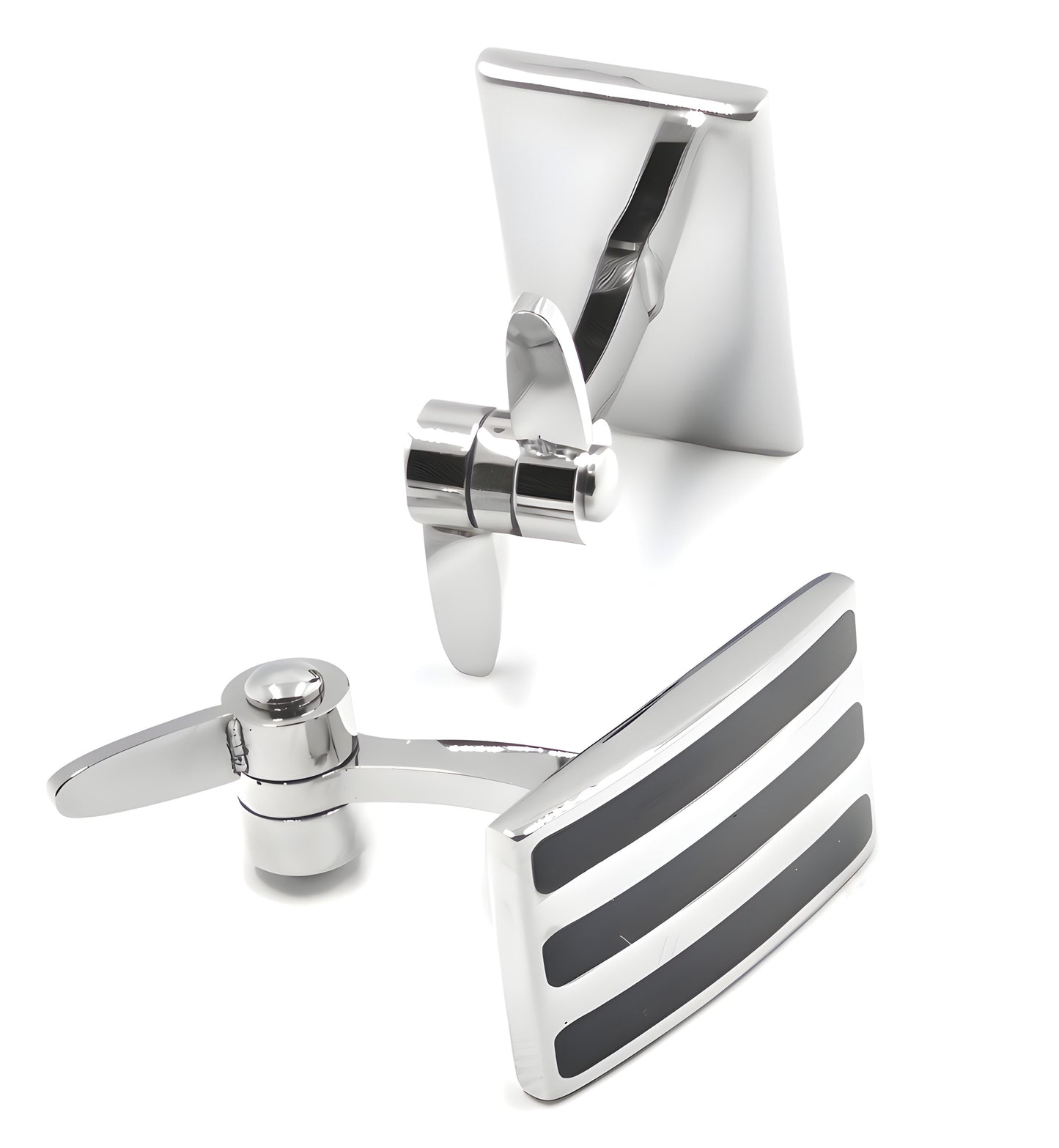 Torqtier Double Swivel Arms Cuff Links for Men Stainless Steel with Black Stripe and Silver Finish