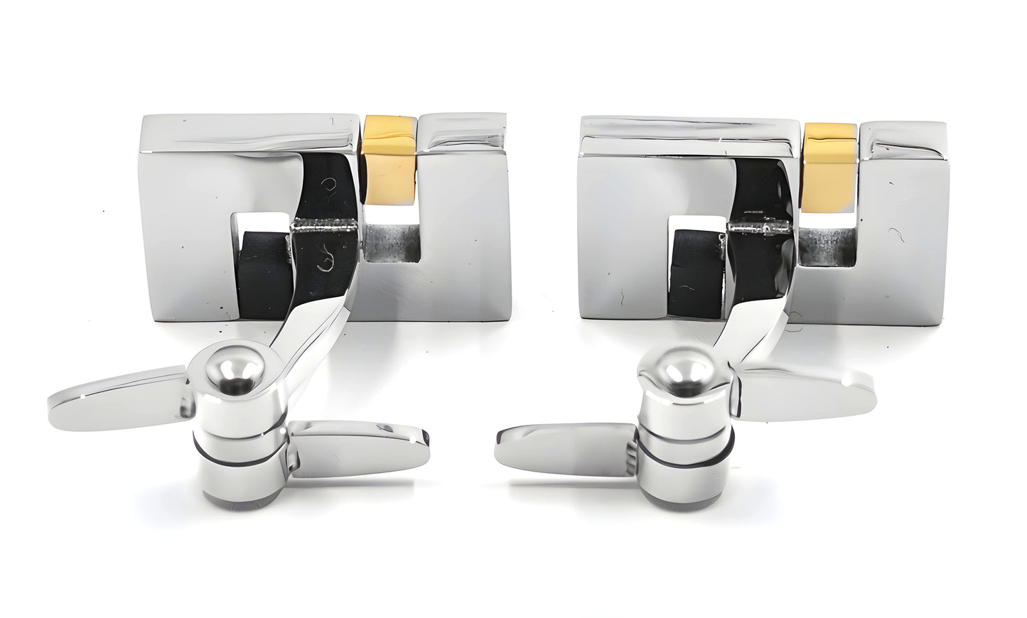 Double Swivel Arms Cuff Links Black Gun Metal fused with 18k Gold Plated Stainless Steel